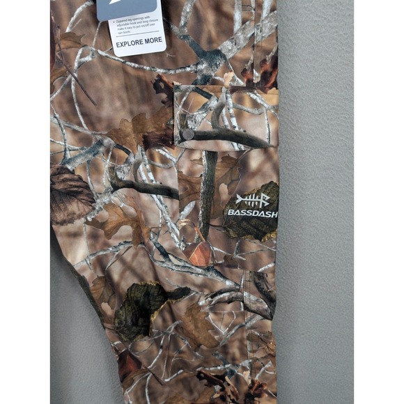 BassDash Men's Camo Pants Walker Waterproof 42x32 Hunting Fishing Ankle Zip NWT - Picture 8 of 16